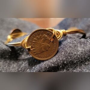 Bracelet Coin Hand Crafted Gold Wire